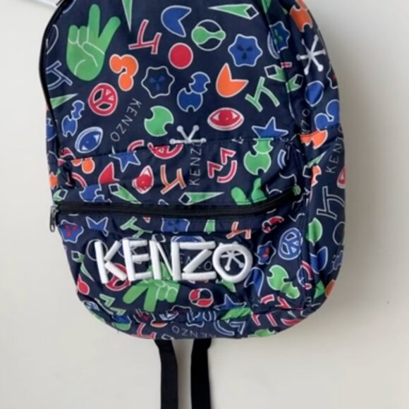 KENZO Navy Multi Colour Cotton Printed Satchel - Rare Edition - Picture 12 of 12